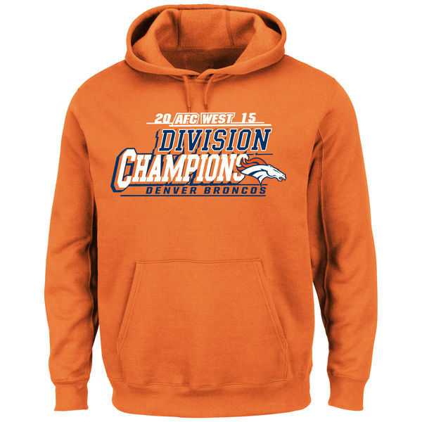 Men's Denver Broncos Majestic 2015 AFC West Division Champions Pullover Hoodie - Orange,We sell and wholesale Men's Denver Broncos Majestic 2015 AFC West Division Champions Pullover Hoodie - Orange on line form chian!